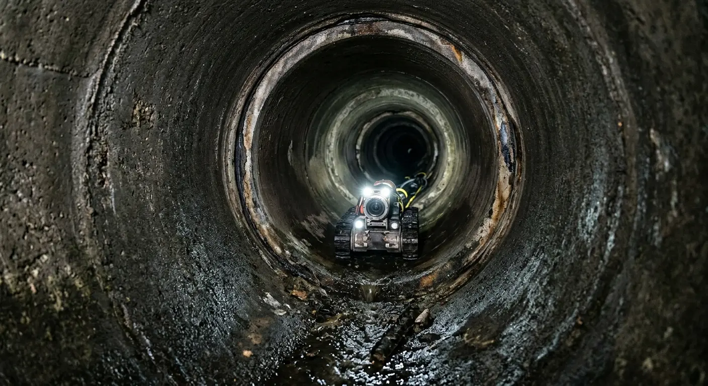 Robotic sewer camera inspecting pipe interior for Sewer Line Repair in Sedalia
